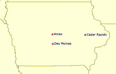 [Map of Iowa Juggling Clubs]
